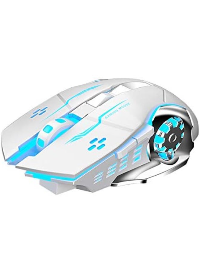 AULA SC100 White Wireless Gaming Mouse – 2.4G Rechargeable Optical Mouse with LED Backlight, 3 DPI Levels & Side Buttons for PC and Laptop - Image 2